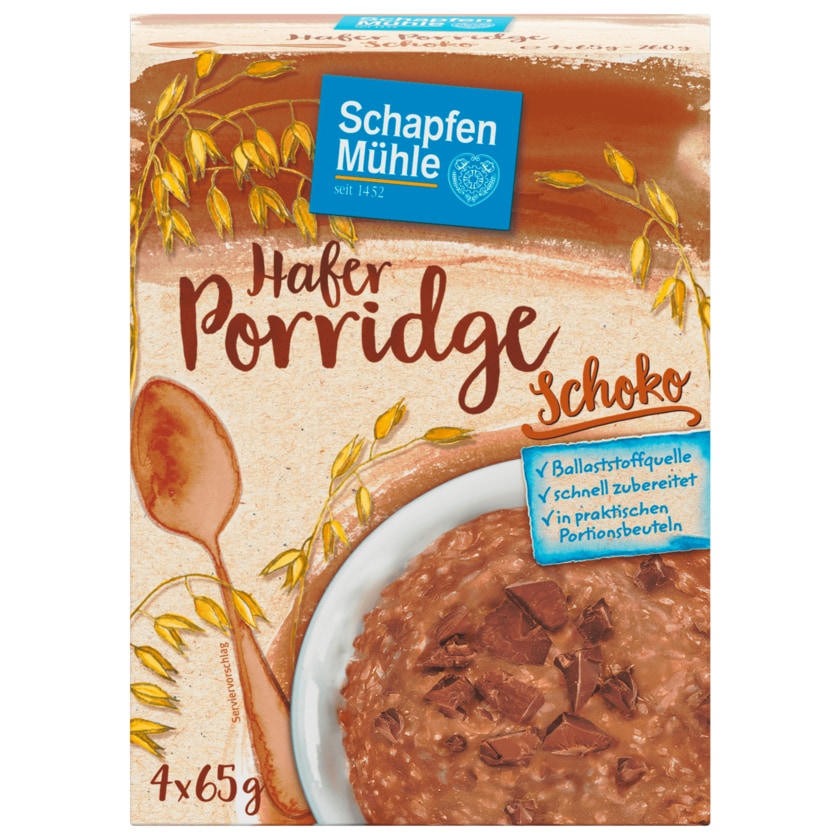 SchapfenMühle Porridge Hafermahlzeit Schoko 260g